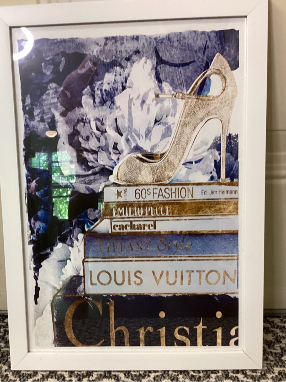 Louis Vuitton & 60’s Fashion Icons Gold and Blue Fashion Print 21” x 15”